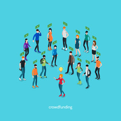 Crowdfunding Isometric Concept