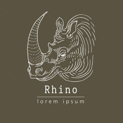 Silhouette of the rhino, monochrome logo.