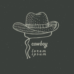 Cowboy hat. Wild West Label.
