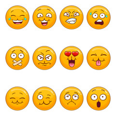 Set with cartoon smiley face