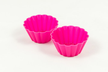 Pink silicone cake cups