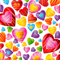 Valentine's day background with striped pattern hearts ,