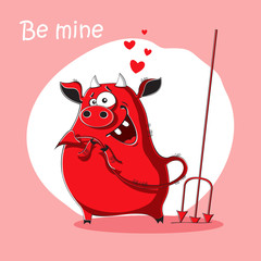 Love devil. Valentine’s Day card. Vector illustration