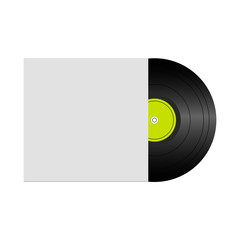 Vector illustration of vinyl record in envelope with space for your text