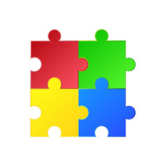 Vector illustration of puzzle. Green, red, blue, yellow