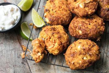 Fritters with Carrot Sweet Potato and Feta