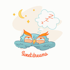 Trendy owls draw with the phrase.