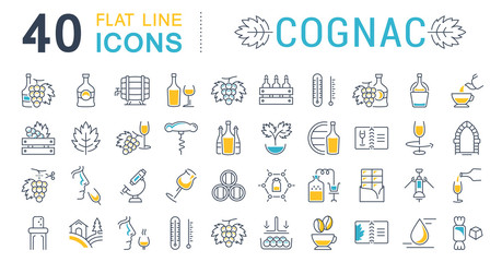 Set Vector Flat Line Icons Cognac