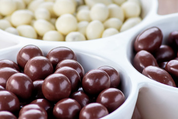 Chocolate dragee close up