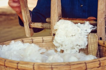 raw yarn production of  folk crafts in thailand.