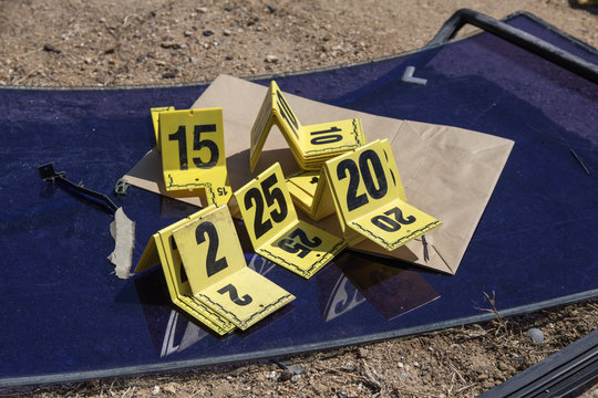 group of evidence marker in crime scene investigation