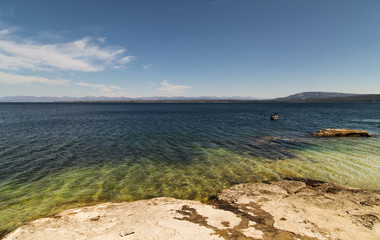 Landscape of Yellowstone lake in Yellowstone national park,WY,USA
