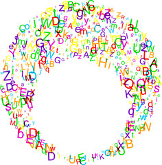 Round background with letters.