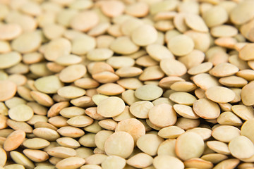 Green lentil macro background. Healthy protein food.