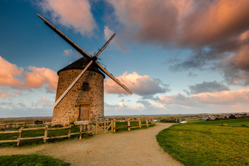 Taditional ancient windmill in France.