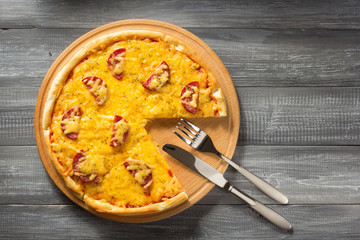 pepperoni pizza at wood