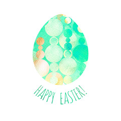 Modern Happy Easter template for greeting card or invitation design with bright egg and watercolor splash