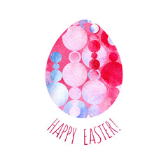 Modern Happy Easter template for greeting card or invitation design with bright egg and watercolor splash