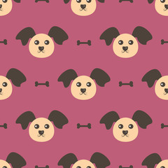 Dog head and bone. Seamless pattern. Repeating texture.