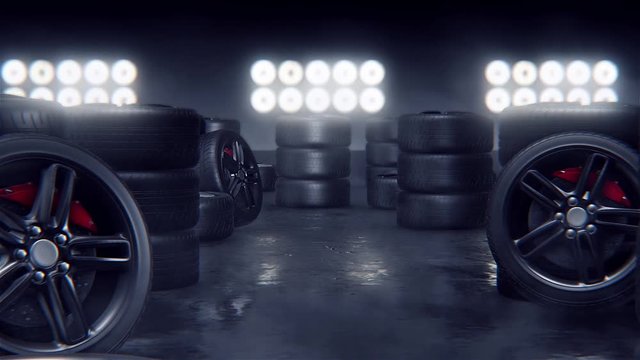 Sport tires on a race track