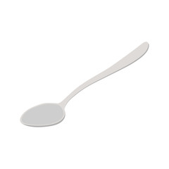 Metal spoon in flat style. Silverware for dinner, restaurant