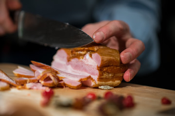 Cutting meat knife, close-up