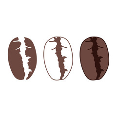 Coffee bean icon. Roasted coffee plant seed. Vector Illustration