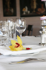 served with a flower at the table restaurant