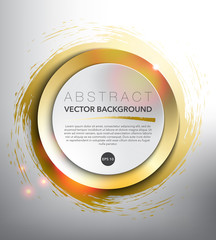 Abstract vector background. Round paper notes on the gold, hand-drawn design with realistic light and shadow on the white background. Vector illustration. Eps10.