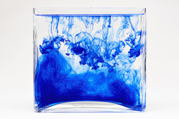 Transition blue color ink Dropped Into Water