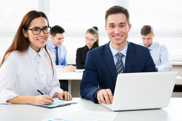 Business people working in an office