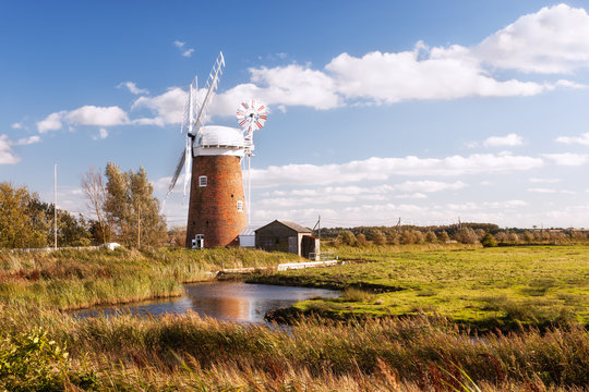 Horsey wind pump, Norfolk in United Kingdom.