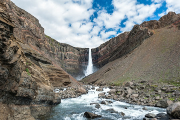 Hengifoss is the third highest waterfall in Iceland, 128 meters. 