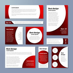 Red corporate identity design template circles. Vector company style for brandbook