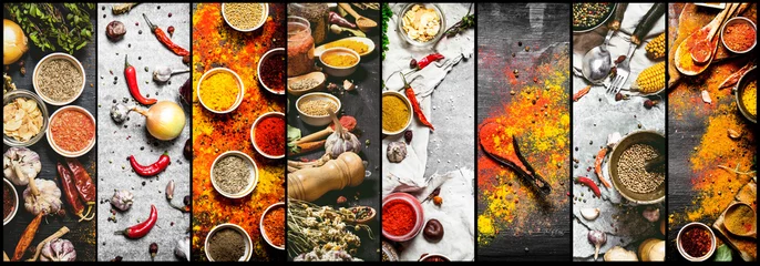 Tuinposter Food collage of indian spice and herb. © Artem Shadrin