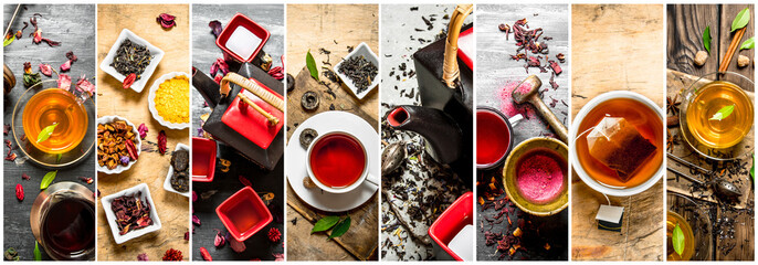 Food collage of tea .
