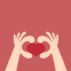 Heart made with hands.Concept love