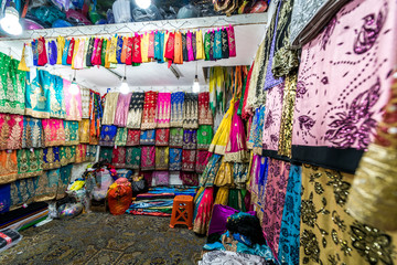 Fabrics and clothes shop on bazaar in Shiraz city in Iran
