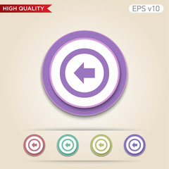 Colored icon or button of back arrow symbol with background