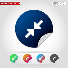 Colored icon or button of zoom arrows symbol with background