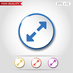 Colored icon or button of zoom arrows symbol with background