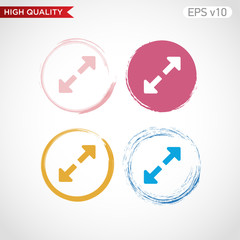 Colored icon or button of zoom arrows symbol with background