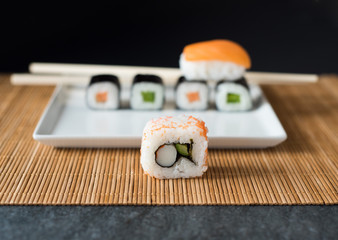 Sushi Set sashimi and sushi rolls