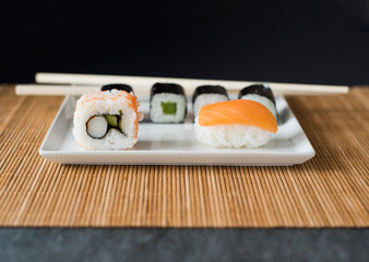 Sushi Set sashimi and sushi rolls