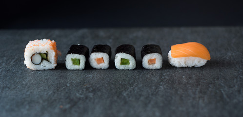 Sushi Set sashimi and sushi rolls