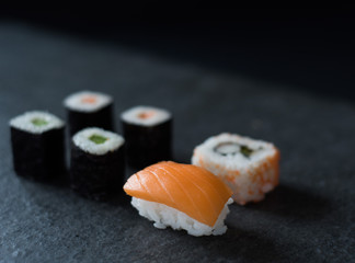 Sushi Set sashimi and sushi rolls