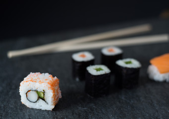 Sushi Set sashimi and sushi rolls