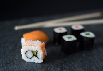 Sushi Set sashimi and sushi rolls