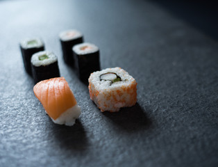 Sushi Set sashimi and sushi rolls