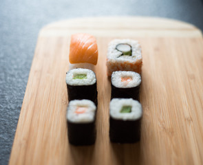 Sushi Set sashimi and sushi rolls